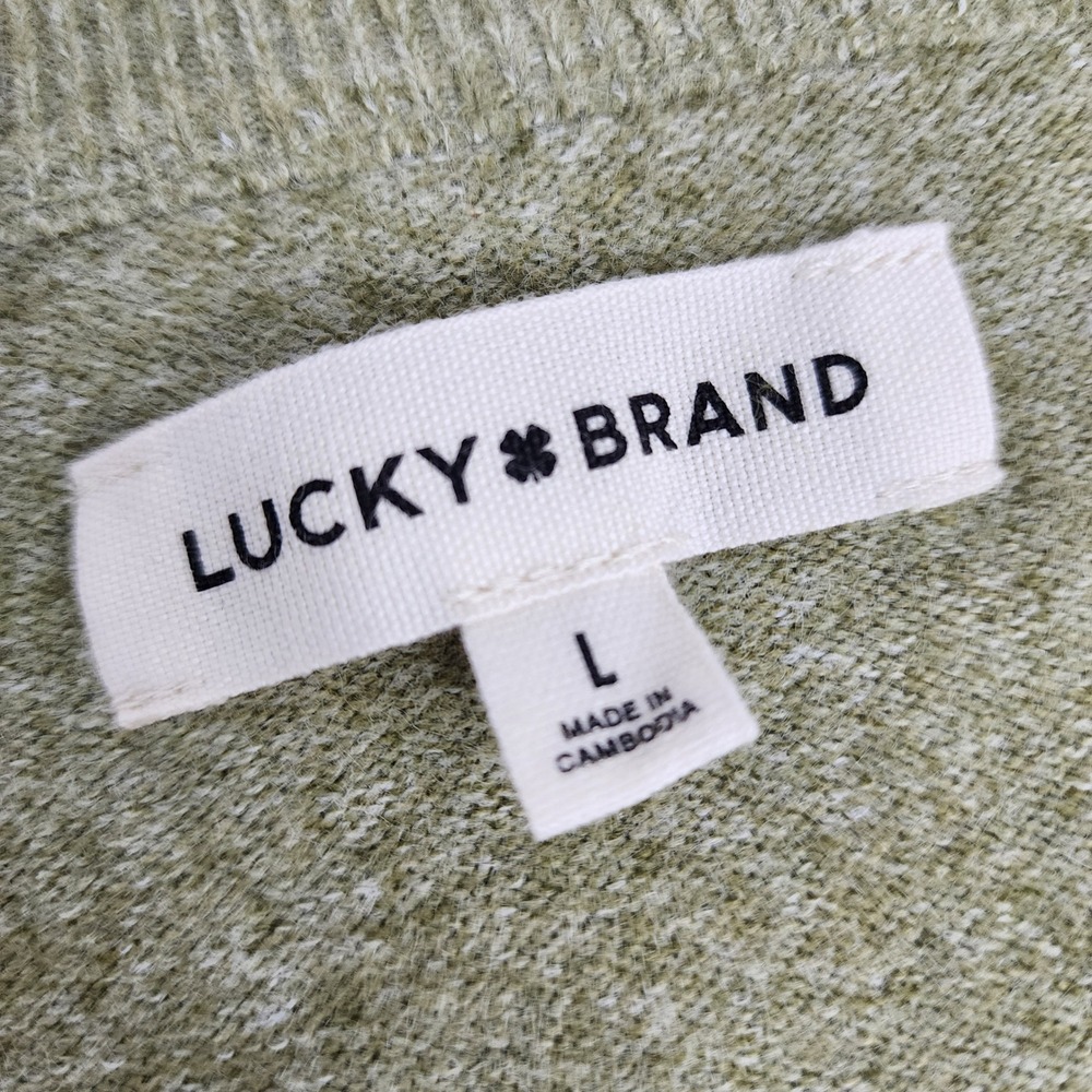 Lucky Brand Sweater Women's Large Soft V-Neck Long Sleeve Green - Picture 4 of 7